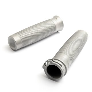 Alloy grip set "Rippled" silver 1"