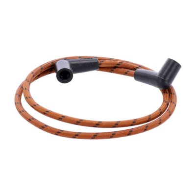 Universal 40" ignition cable/plug set cotton fabric, brown/black